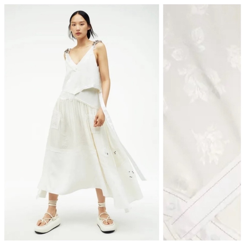 NEW ZARA ATELIER OYSTER WHITE STUDDED BEADED DRESS LIMITED EDITION XS